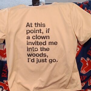 Graphic Tee with Funny Clown Slogan - Cream with Black Text